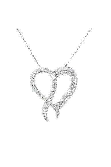 1 cttw Diamond Heart and Ribbon Necklace